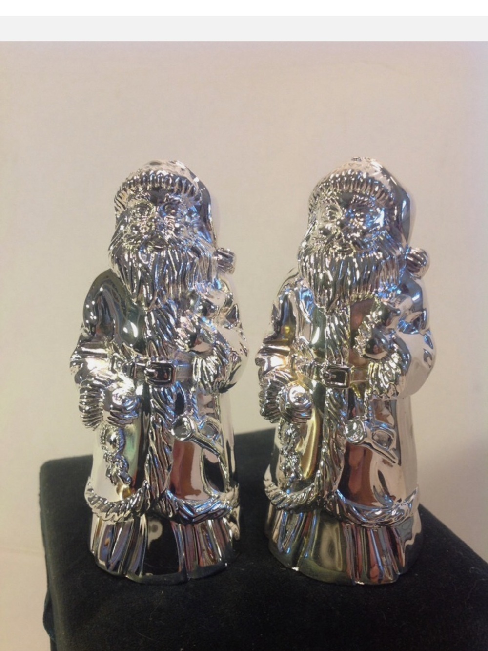 Vintage Godinger Silver Plated Christmas Santa Claus Salt And Pepper Shaker Set